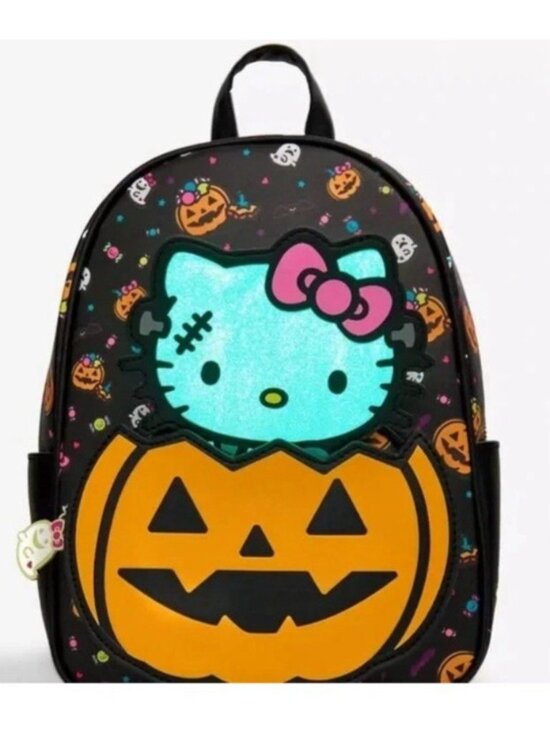 Her Universe Hello Kitty Zombie Pumpkin Glow In The Dark Mini Backpack NWT main image 2